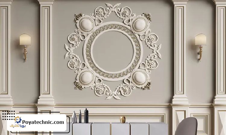 ترکیب قاب بندی دیوار و طراحی با گل پی وی سی